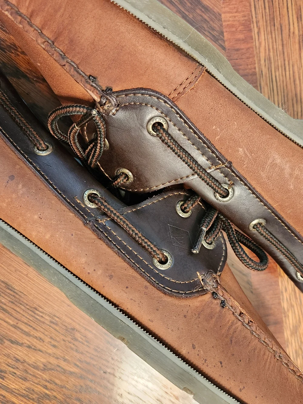 Sperry Top Sider Men's 10M Brown Two-Tone Suede Leather Boat Shoes Rubber Sole